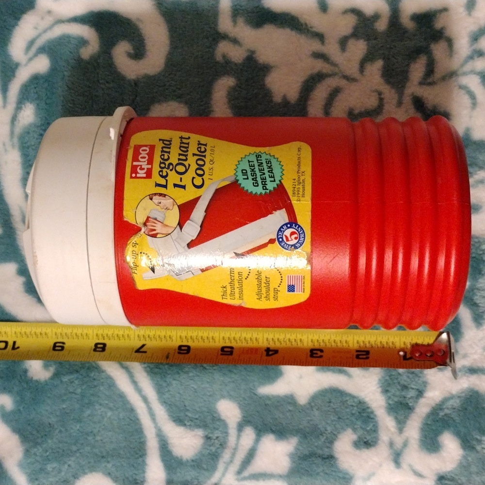 Vintage Igloo Legend 1 Quart Red Water Jug Cooler 90s Made In USA Retro Camping